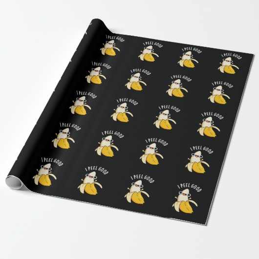 Papier Cadeau I Peel Good Funny Fruit Banana Pun Dark BG (Déroulé)