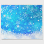 Papier Cadeau Ice and Snow, blue, white Christmas pattern (Plat)