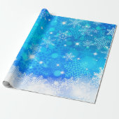 Papier Cadeau Ice and Snow, blue, white Christmas pattern (Déroulé)