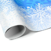 Papier Cadeau Ice and Snow, blue, white Christmas pattern (Coin rond)