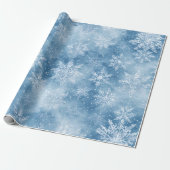 Papier Cadeau Ice Blue Fairytale Winter Silver Snowflakes Frost (Déroulé)