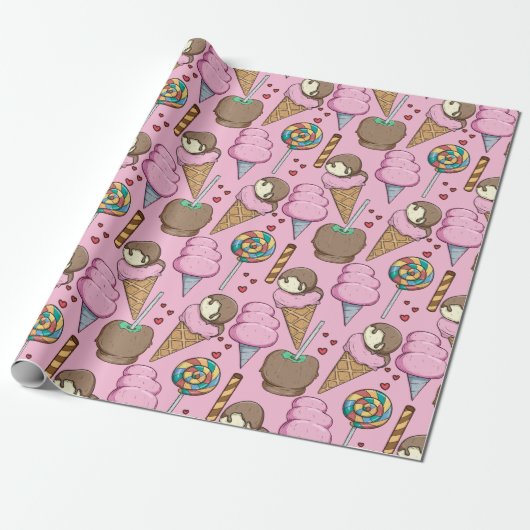 Papier Cadeau Ice cream pattern | Lollies pattern | lollipop 26 (Déroulé)