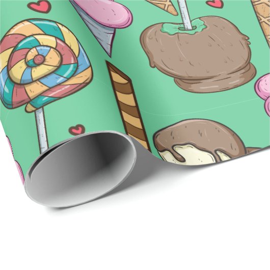 Papier Cadeau Ice cream pattern | Lollies pattern | lollipop 29 (Coin rond)