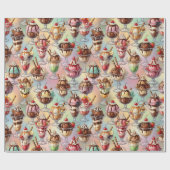 Papier Cadeau Ice Cream Sundae Wrapping Paper (Plat)