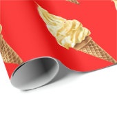 Papier Cadeau Ice-cream Vivid red (Coin rond)