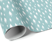 Papier Cadeau Iced Aqua Tiny Trees Motif de vacances (Coin rond)