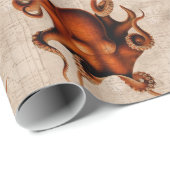 Papier Cadeau Ici il y ait des monstres (Coin rond)