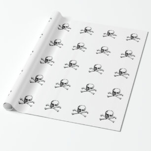Papier Cadeau Icône de crâne et de pirate d'os croisés