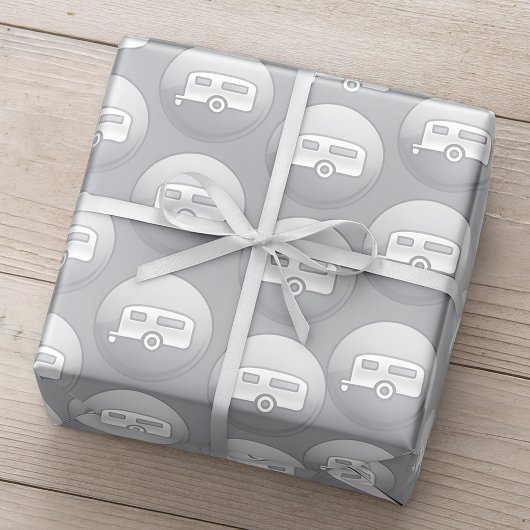 Papier Cadeau Icône de remorque de campeur argenté Minimaliste V