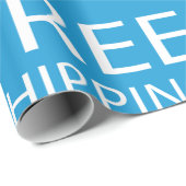 Papier Cadeau Icône d'expédition gratuite bleue et blanche (Coin rond)