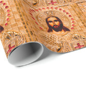 Papier Cadeau Icône d'or de Jésus-Christ (Coin rond)