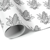 Papier Cadeau Icône noir et blanc de maïs doux (Coin rond)