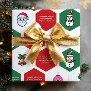 Papier Cadeau Icône ornement de Noël Hexagon Père Noël Tree Snow