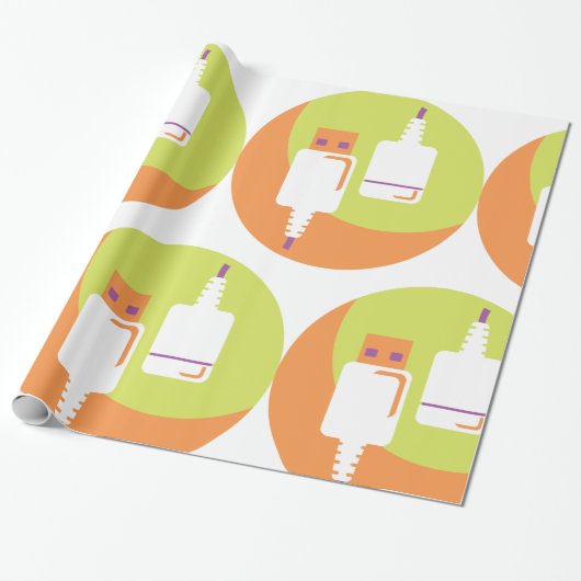 Papier Cadeau Icône USB Plug (Déroulé)