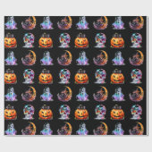 Papier Cadeau Icônes conviviales Grille Halloween Black Fun Holi (Plat)