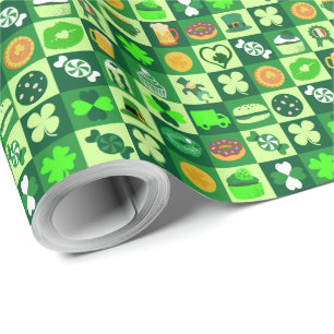 Papier Cadeau Icônes de la Saint-Patrick Motif sans couture