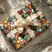 Papier Cadeau Icônes de Noël et Père Noël