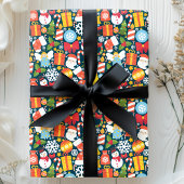 Papier Cadeau Icônes de Noël et Père Noël