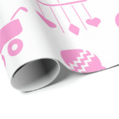 Papier Cadeau Icônes de rose de baby shower de bébé (Coin rond)