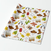 Papier Cadeau Icônes du cowboy occidental (Déroulé)