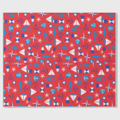 Papier Cadeau Icônes Nautiques Et Océanes (Plat)