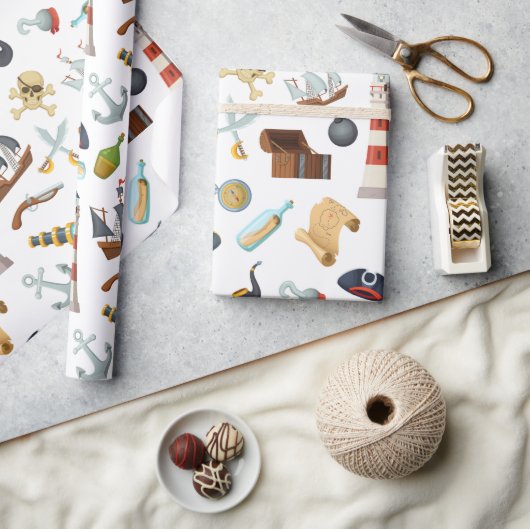 Papier Cadeau Icônes Nautiques Pirate (Artisanat)