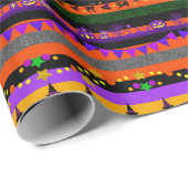 Papier Cadeau Icônes triées d'Halloween (Coin rond)