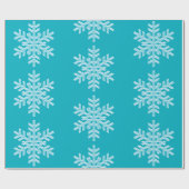 Papier Cadeau Icy Aqua Turquoise Froid Snowflakes hiver Noël (Plat)