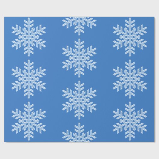 Papier Cadeau Icy Blue Frozen Snowflakes Frosté hiver Noël (Plat)