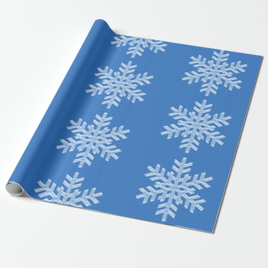 Papier Cadeau Icy Blue Frozen Snowflakes Frosté hiver Noël (Déroulé)
