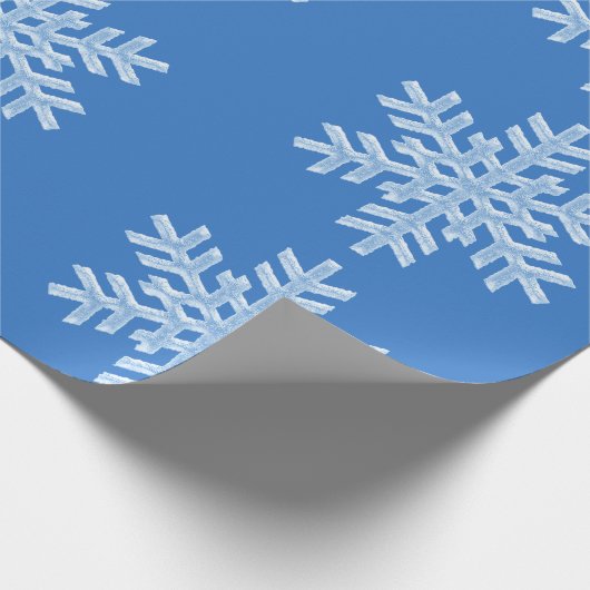 Papier Cadeau Icy Blue Frozen Snowflakes Frosté hiver Noël (Coin)