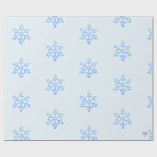 Papier Cadeau Icy Blue Snowflake Pattern on Pale Blue Background