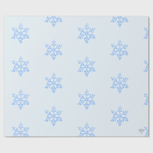 Papier Cadeau Icy Blue Snowflake Pattern on Pale Blue Background (Plat)