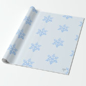 Papier Cadeau Icy Blue Snowflake Pattern on Pale Blue Background (Déroulé)