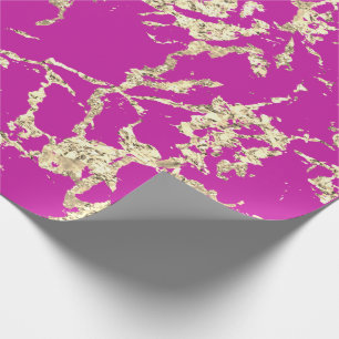 Papier Cadeau Idée cadeau Fuchsia Gold Marble Strokes