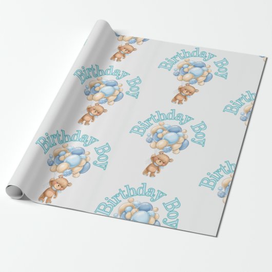 Papier Cadeau Idée d'anniversaire de l'ours (Déroulé)