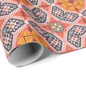 Papier Cadeau Ikat Aztec : Textes à rayures ethniques (Coin rond)