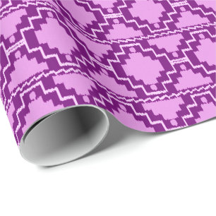 Papier Cadeau Ikat Aztec Tribal - Améthyste violet et violet