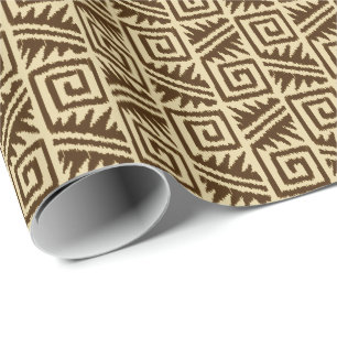 Papier Cadeau Ikat Aztec Tribal - Brown foncé et Tan