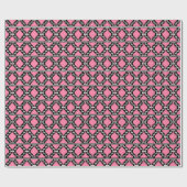 Papier Cadeau Ikat Aztec Tribal - Fuchsia rose, noir et blanc (Plat)