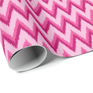 Papier Cadeau Ikat Chevron Stripes - Fuchsia et rose pâle