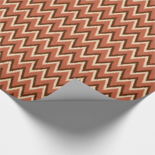 Papier Cadeau Ikat Chevron Stripes - Rouille, Brown et beige (Coin)
