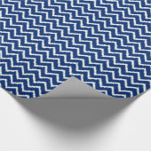 Papier Cadeau Ikat Chevrons - bleu marine et blanc (Coin)
