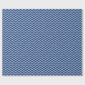 Papier Cadeau Ikat Chevrons - bleu marine et blanc (Plat)