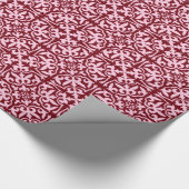 Papier Cadeau Ikat damask pattern - Bourgogne et rose (Coin)