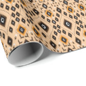 Papier Cadeau Ikat Ethnic Geometry Folklore Motif (Coin rond)
