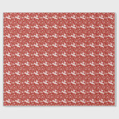 Papier Cadeau Ikat Floral Damask - Rouge foncé et blanc (Plat)