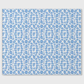 Papier Cadeau Ikat léopard en porcelaine bleue (Plat)