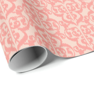 Papier Cadeau Ikat Moorish Damask - pêche et corail rose
