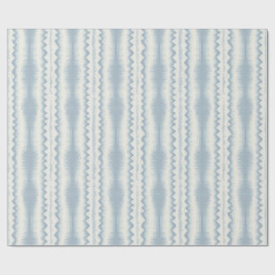 Papier Cadeau Ikat rayé bleu pâle sur fond crème, tissage sur mé